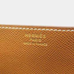Pre Owned Hermes Danube 38 Brown Courchevel Leather Briefcase Handbag 