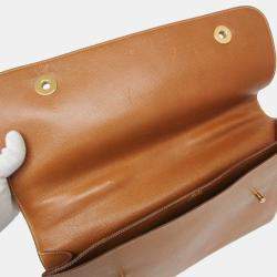 Pre Owned Hermes Danube 38 Brown Courchevel Leather Briefcase Handbag 