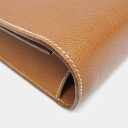 Pre Owned Hermes Danube 38 Brown Courchevel Leather Briefcase Handbag 