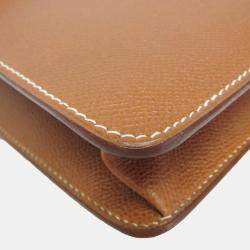 Pre Owned Hermes Danube 38 Brown Courchevel Leather Briefcase Handbag 