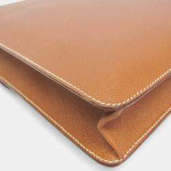 Pre Owned Hermes Danube 38 Brown Courchevel Leather Briefcase Handbag 