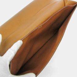 Pre Owned Hermes Danube 38 Brown Courchevel Leather Briefcase Handbag 