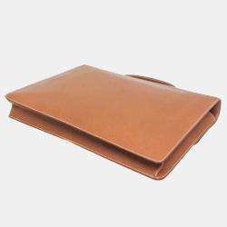 Pre Owned Hermes Danube 38 Brown Courchevel Leather Briefcase Handbag 