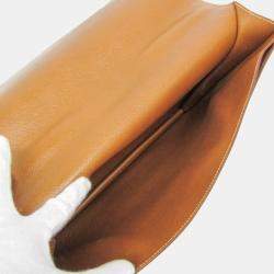 Pre Owned Hermes Danube 38 Brown Courchevel Leather Briefcase Handbag 