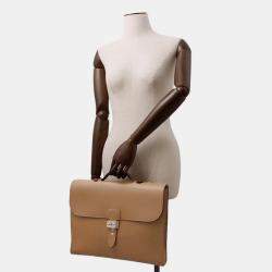 Pre Owned Hermes Sac A Depeches Light Tabac Camel Evercolor Size 37