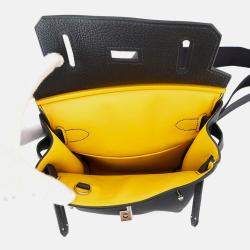 Pre Owned Hermes Akkad Caban/Jaune De Naples/Feu Togo Leather PM