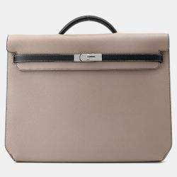 Pre Owned Hermes Kelly Depeche Spo Gris Asphalt/Black Epsom Size 36