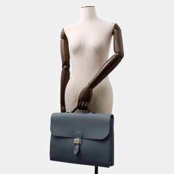 Pre Owned Hermes Sac Depeche Blue Orage Togo Leather Size 38