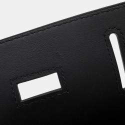 Pre Owned Hermes Akkad Black/New Lime Toile Officier Swift Leather Size Pm