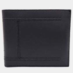 Pre Owned محفظة هيرمس نصف طية جلد أسود