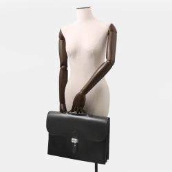 Pre Owned Hermes Sac A Depeches Black Box Calf Leather Size 41