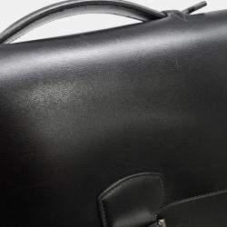 Pre Owned Hermes Sac A Depeches Black Box Calf Leather Size 41