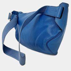 Pre Owned Hermes Blue Leather City Slide Belt Bag (C)