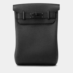 مملوكة مسبقًا Hermes Kelly Akkad Black Togo Leather Size Pm