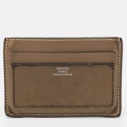 Pre Owned Hermès Citizen Twill Etoupe Swift Leather Card Holder