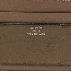Pre Owned Hermès Citizen Twill Etoupe Swift Leather Card Holder