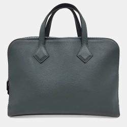 Pre Owned Hermes Grey Leather Victoria Light Briefcase