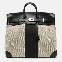 مملوكة مسبقًا حقيبة هيرمس بيركين HAC فلاغ 50 إيفركالف وتوايل إكرو/نوار إكسسوار مطلي بلاديوم