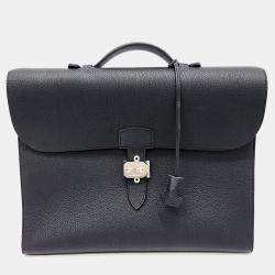 Pre Owned Hermes Black Leather Hermès Sac à Dépêche Light 1-37 (B)