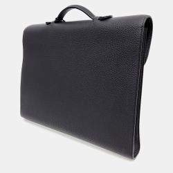 Pre Owned Hermes Black Leather Hermès Sac à Dépêche Light 1-37 (B)