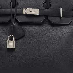 Pre Owned Hermès Birkin HAC 40 Palladium Finish Noir Togo Leather Tote