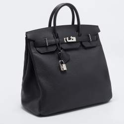 Pre Owned Hermès Birkin HAC 40 Palladium Finish Noir Togo Leather Tote