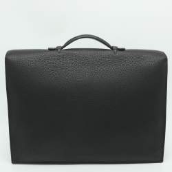 مملوكة مسبقًا Hermès Sac a Depeches 38 Palladium Finish Black Taurillon Clemence Leather Briefcase