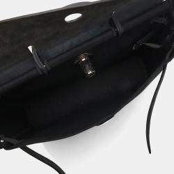 Pre Owned Hermes Herbag Messenger 39 Noir Militaire Canvas Hunter Cowhide Leather Crossbody Bag