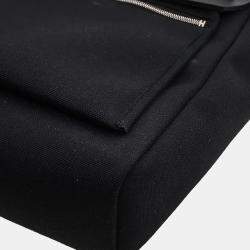 Pre Owned Hermes Herbag Messenger 39 Noir Militaire Canvas Hunter Cowhide Leather Crossbody Bag