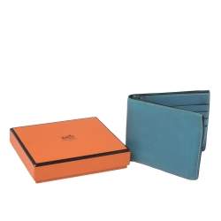 Hermes Light Blue Leather Bifold Compact Wallet
