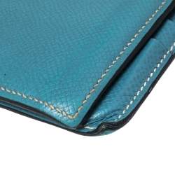 Hermes Light Blue Leather Bifold Compact Wallet
