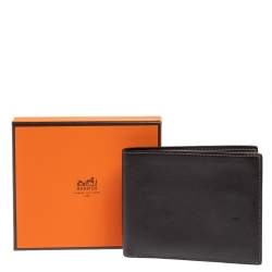 Hermes Ebene Swift Leather Citizen Twill Compact Wallet