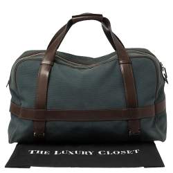 Hermes Blue/Brown Canvas and Leather Medium Arion Bag