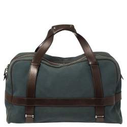 Hermes Blue/Brown Canvas and Leather Medium Arion Bag
