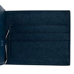 Hermes Blue Thalassa Epsom Leather Poker Compact Wallet