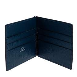 Hermes Blue Thalassa Epsom Leather Poker Compact Wallet