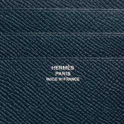 Hermes Blue Thalassa Epsom Leather Poker Compact Wallet