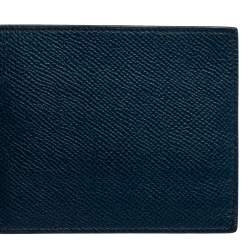Hermes Blue Thalassa Epsom Leather Poker Compact Wallet