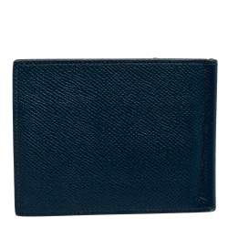 Hermes Blue Thalassa Epsom Leather Poker Compact Wallet