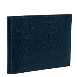 Hermes Blue Thalassa Epsom Leather Poker Compact Wallet