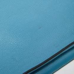 Pre Owned Hermes Bleu Jean Clemence Leather Sac a Depeches 38 Briefcase