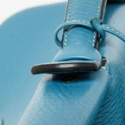 Pre Owned Hermes Bleu Jean Clemence Leather Sac a Depeches 38 Briefcase