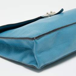 Pre Owned Hermes Bleu Jean Clemence Leather Sac a Depeches 38 Briefcase