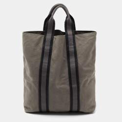 Hermes Grey/Black Canvas Fourre Tout Shopper Tote