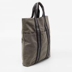 Hermes Grey/Black Canvas Fourre Tout Shopper Tote
