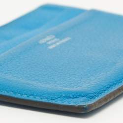 Pre Owned Hermes Blue Izmir Evercolor Leather Citizen Twill Card Holder