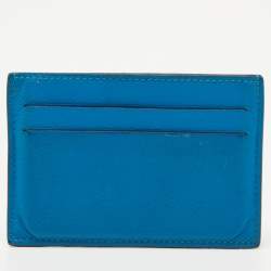 Pre Owned Hermes Blue Izmir Evercolor Leather Citizen Twill Card Holder