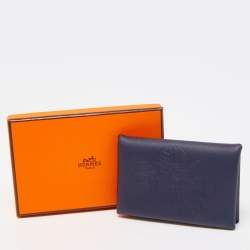 Hermes Blue Indigo Swift Leather Robot Calvi Card Case