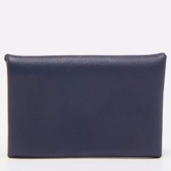 Hermes Blue Indigo Swift Leather Robot Calvi Card Case