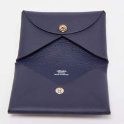 Hermes Blue Indigo Swift Leather Robot Calvi Card Case